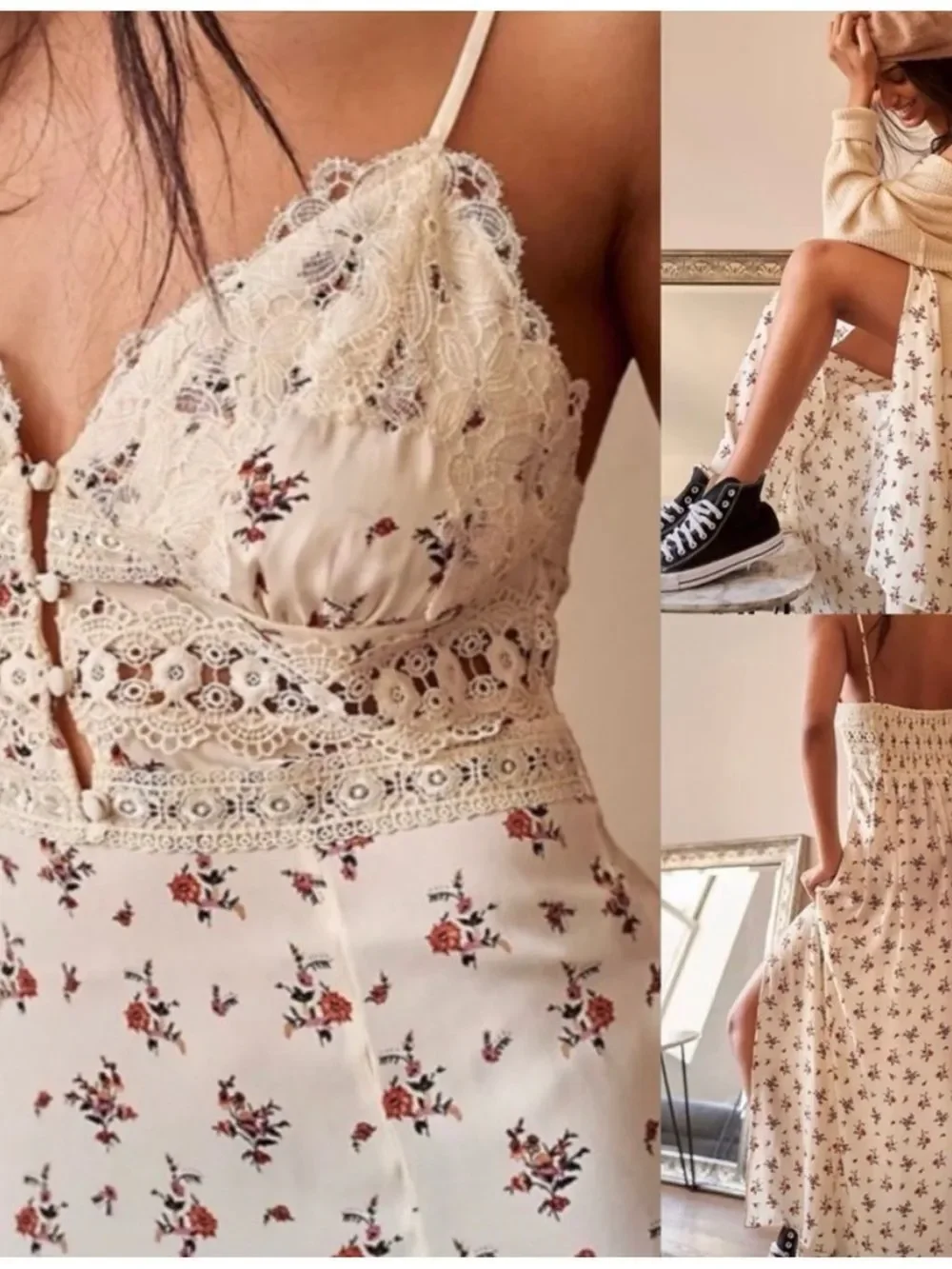 FREE PEOPLE Out and About Floral Maxi Slip Dress Size S ~ NWOT